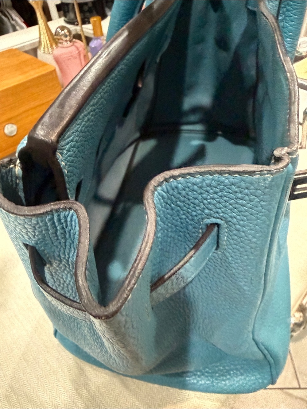 Authentic Hermes Togo Birkin 35 Blue Jean - Picture 5 of 16